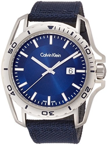 Calvin Klein Herren Analog Quarz Uhr mit Stoff Armband K5Y31UVN - 1
