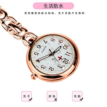 Color You Pulsuhr Krankenschwester Pflegeuhr Schwesternuhren mit Clip Kitteluhr Herren Damen Quarz Digital für Doktor Krankenschwester mit Armbanduhr (Roségold) - 4