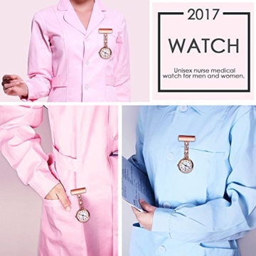 Color You Pulsuhr Krankenschwester Pflegeuhr Schwesternuhren mit Clip Kitteluhr Herren Damen Quarz Digital für Doktor Krankenschwester mit Armbanduhr (Roségold) - 6