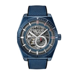 Hugo Boss automatik Herren Uhr 1513645 Skelettuhr Blau