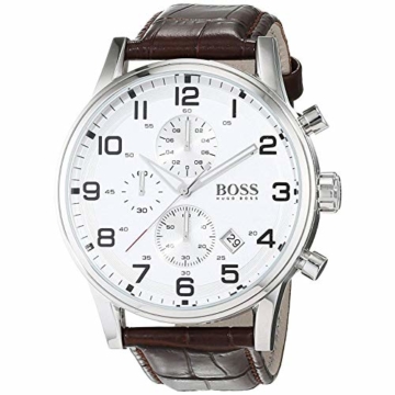 Hugo Boss Herren-Armbanduhr 44mm Armband Kalbsleder Braun Quarz 1512447 - 1