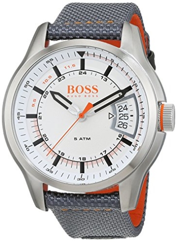 Hugo Boss Orange Hong Kong Herren-Armbanduhr Analog mit grauem Textil Armband 1550015 - 1