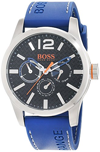 Hugo Boss Orange Paris Herren-Armbanduhr Quartz Analog mit blauem Silikon Armband 1513250 - 1