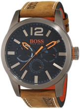 Hugo Boss Orange Paris Herren-Armbanduhr Quartz mit braunem Leder Armband 1513240 - 1