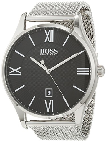 Hugo BOSS Unisex Analog Quarz Uhr mit Edelstahl Armband 1513601 - 1