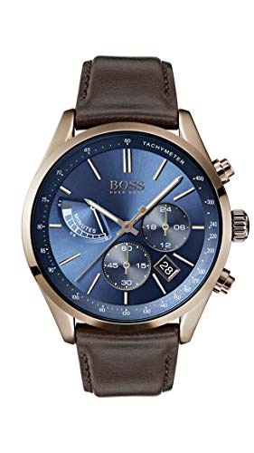 Hugo Boss Watch Herren Chronograph Quarz Uhr mit Leder Armband 1513604 - 1