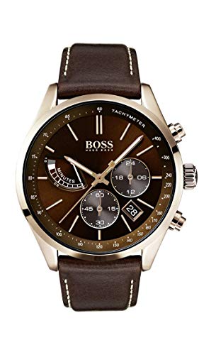 Hugo Boss Watch Herren Chronograph Quarz Uhr mit Leder Armband 1513605 - 1