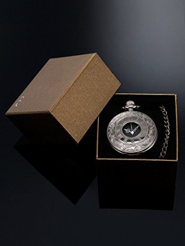 Klassische Quarz Taschenuhr mit römischen Ziffern Skala und Kettengürtel - 7