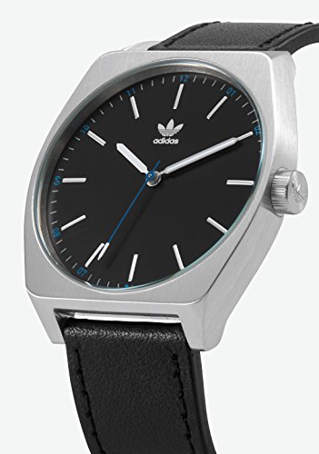 adidas Herrenuhr Process_L1.Genuine Lederband, 20 Mm Breite (0,38 Mm) Silber/Schwarz - 3