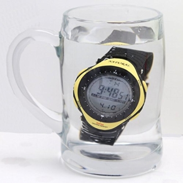 Alexis Unisex Runden Uhren Schwarz Kunststoffband Weis Dial Wasserdicht Alarm Stoppuhr Back Light 12/24 Hour Mode - 5