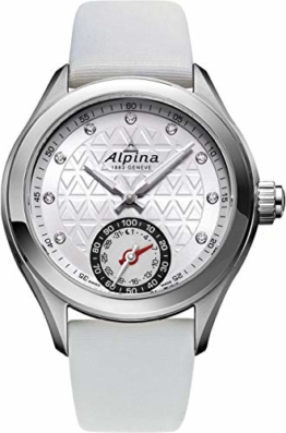ALPINA Damen-Armbanduhr 39MM Armband Satin WEIß Schweizer Quarz AL-285STD3C6 - 1