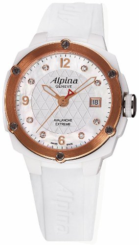 ALPINA DAMEN-ARMBANDUHR 42MM ARMBAND KAUTSCHUK WEIß QUARZ AL-240MPWD3AEC4 - 1