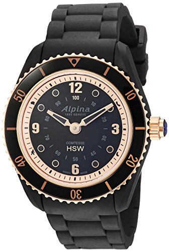 Alpina Damen '' Comtesse 'Swiss Quarz Edelstahl und Gummi Fitness Uhr, Farbe: Schwarz (Modell: al-281by3 V4) - 1