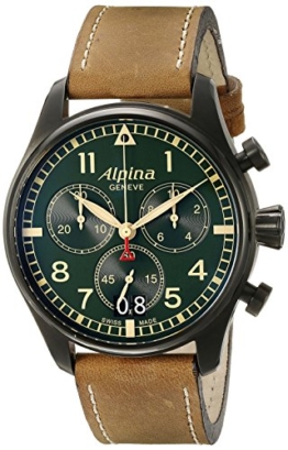 Alpina Herren al-372gr4fbs6 Startimer Pilot Chronograph Big Date Analog Display Swiss Quarz Braun Armbanduhr - 1