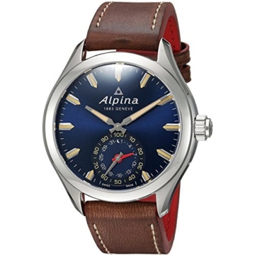 Alpina Herren Analog Quarz Uhr mit Leder Armband AL-285NS5AQ6 - 1