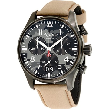 Alpina Startimer Herren-Armbanduhr 44mm Armband Leder Quarz AL-372BGMLY4FBS6 - 1