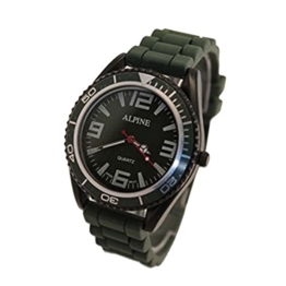 Alpine Unisex Armbanduhr Militär Grün Silikon Gummi Band Armee Stil Japanische Uhrenbewegung Analog - 1