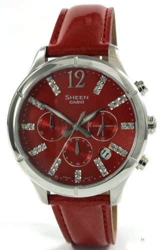 Casio Damen-Armbanduhr Chronograph Quarz Leder SHE-5020L-4AEF - 1