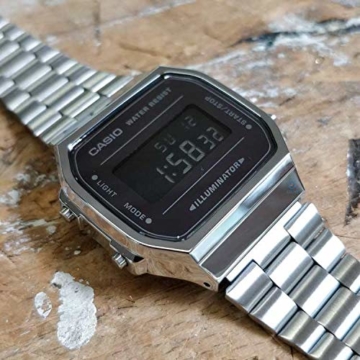 Casio Unisex Erwachsene Digital Quarz Uhr mit Edelstahl Armband A168WEM-1EF - 4