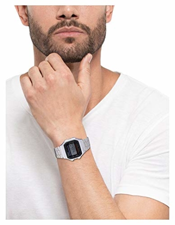 Casio Unisex Erwachsene Digital Quarz Uhr mit Edelstahl Armband A168WEM-1EF - 5