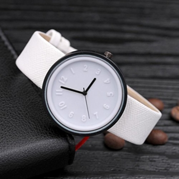Damen Armbanduhr Neue Mode-Trend großes Gesicht Uhr für Damen und Mädchen, rosa, schwarz, blau, grün, orange, rot, weiß - Watch LANSKIRT (❤️Weiß) - 2