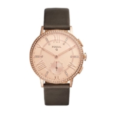 Fossil Damen Hybrid Smartwatch Q Gazer - Leder - Grau – Elegante analoge Damenuhr im Vintage Design mit vielen Smartfunktionen & glitzernden Steinchen – Für Android & iOS - 1