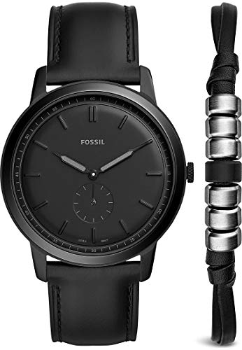 Fossil FS5500SET The Minimalist - Mono Uhr Lederarmband 5 bar Analog Schwarz - 1