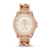 Fossil Riley Analoguhr Damen roségold / Elegante, wasserdichte Quarz Uhr aus Edelstahl mit Strasssteinen & beigem Lederarmband - mit Wochentags- & Datumsanzeige - 1