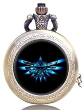 Geschenkbox Legend of Zelda Triforce Logo Antik Bronze Gravur Quarz-Taschenuhr/Kettenuhr - 1