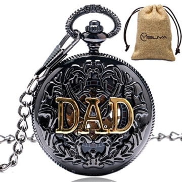 Herren Vintage Dad Vater Geschenk Hohl mechanische Hand Wind Taschenuhr mit Kette Weihnachts geschenke - 1