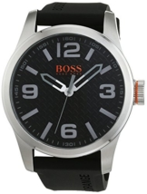 Hugo Boss Orange Paris Herren-Armbanduhr Quartz Analog mit schwarzem Silikon Armband 1513350 - 1