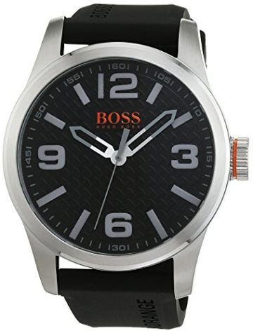 Hugo Boss Orange Paris Herren-Armbanduhr Quartz Analog mit schwarzem Silikon Armband 1513350 - 1