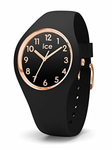 Ice-Watch - ICE glam Black Rose-Gold Numbers - Schwarze Damenuhr mit Silikonarmband - 014760 (Small) - 1