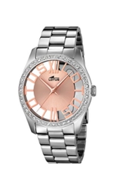 Lotus Damen Quarzuhr mit Rose Gold Zifferblatt Analog-Anzeige und Silber Edelstahl Armband 18126/1 - 1