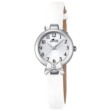 LOTUS Jugend-Uhr Junior Collection Analog Leder-Armband weiß Chronograph-Uhr Ziffernblatt silber UL18265/1 - 1
