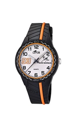 Lotus Marc Marquez 2014 Junior Edition Kinder Quarzuhr mit weißem Zifferblatt Analog-Anzeige und schwarz Gummiband 18106/4 - 1