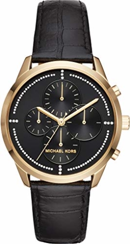 Michael Kors Damenuhr Leder/Sonstige Uhr analog Quarzwerk mit Lederband Armband MK2686 - 1