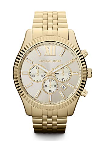 Michael Kors Herren-Armbanduhr Rund Analog Quarz One Size, goldfarben, Gold - 1