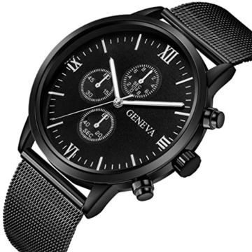 SamMoSon Genf Herrenuhr Armbanduhr Elegant Retro Edelstahl Uhr Quarzuhr Uhren Mesh Band Nicht Wasserdicht Sportuhr Mode Outdoor Sport Uhr Herrenuhren (K, Freie Größe) - 2