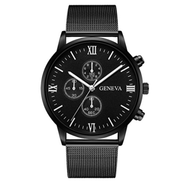 SamMoSon Genf Herrenuhr Armbanduhr Elegant Retro Edelstahl Uhr Quarzuhr Uhren Mesh Band Nicht Wasserdicht Sportuhr Mode Outdoor Sport Uhr Herrenuhren (K, Freie Größe) - 1