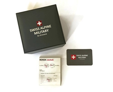 Swiss Alpine Military 7035.9537sam Uhr Schweizer Chronograph Stahl/schwarzes Zifferblatt Silber Armband Leder Schwarz - 2