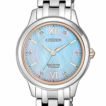 Citizen Damen Analog Quarz Uhr mit Titan Armband EM0726-89Y - 2