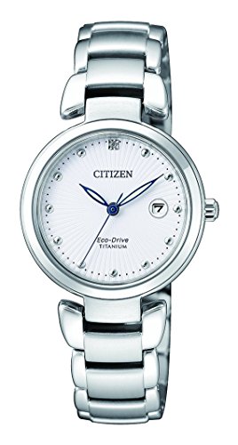 Citizen Damen Analog Solar Uhr mit Titan Armband EW2500-88A - 1