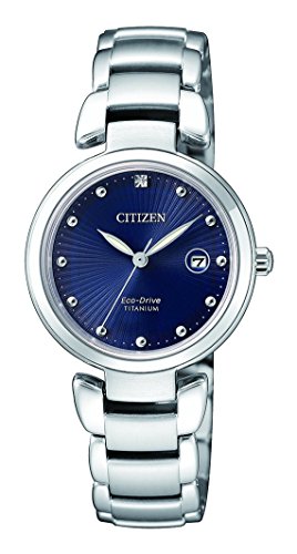 Citizen Damen Analog Solar Uhr mit Titan Armband EW2500-88L - 1