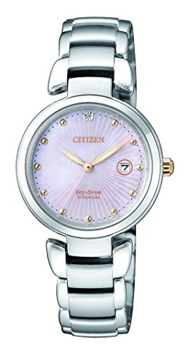 Citizen Damen Analog Solar Uhr mit Titan Armband EW2506-81Y - 1
