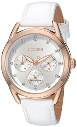 Citizen Damen-Armbanduhr 'Drive' Quarz Edelstahl und Leder Casual, Farbe: Weiß (Modell: FD2053–04 A) - 1