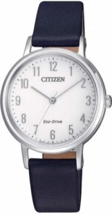 Citizen EM0571-16A Uhr Damenuhr Lederarmband Edelstahl 5 bar Analog Blau - 1