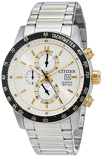 Citizen Herren Chronograph Quarz Uhr mit Leder Armband AN3604-58A - 1