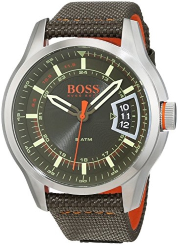 Hugo Boss Orange Hong Kong Herren-Armbanduhr Analog mit grünem Textil Armband 1550016 - 1