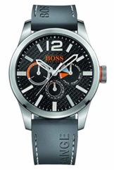 Hugo Boss Orange Paris Herren-Armbanduhr Quartz Analog mit grauem Silikon Armband 1513251 - 1